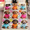 Colorful Clothes Dachshund Puppy Polka Dot Balloon Candy Flannel Blanket Soft Cozy Throw for Sofa Bed Living Room Decor