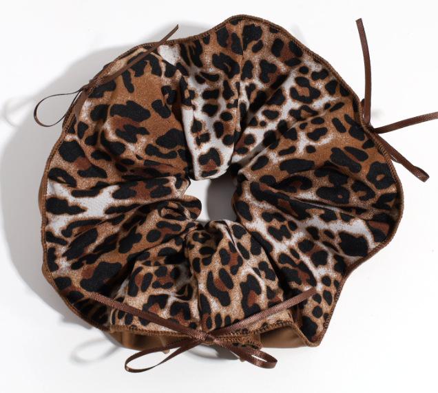 

Модная двухслойная повязка для волос в леопардовый принт, аксессуар для волос, ретро повязка для низкого хвоста, кожаная повязка с цветочным принтом