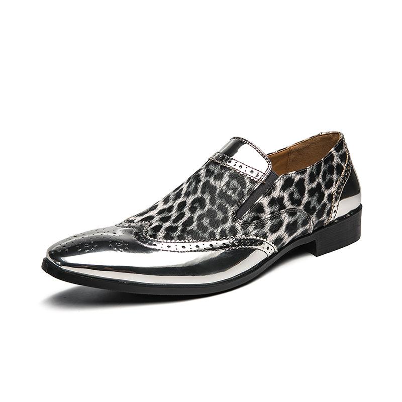 Men'S Business Casual Leather Shoes Men'S Trade Leopard-Print Bright Face Pointed Men'S Shoes Soft Leather Dress Shoes M924