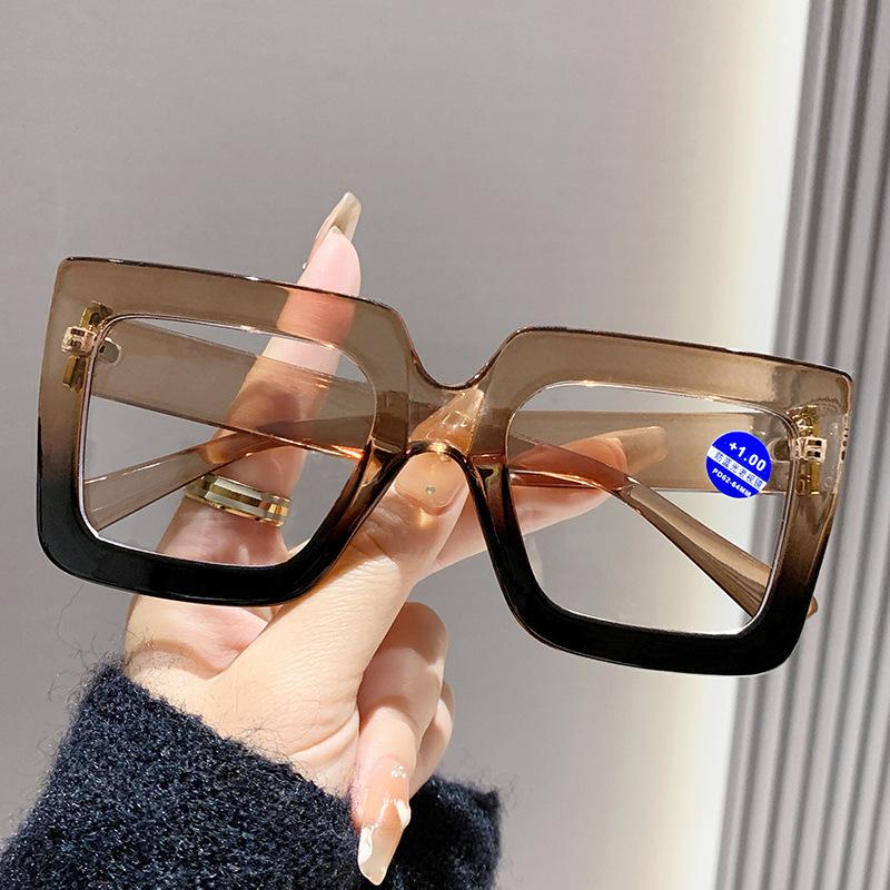 Vintage Oversized Square Reading Glasses Women Myopia Customize Prescription Optical Lens Anti Blue Light Photochromic Frame