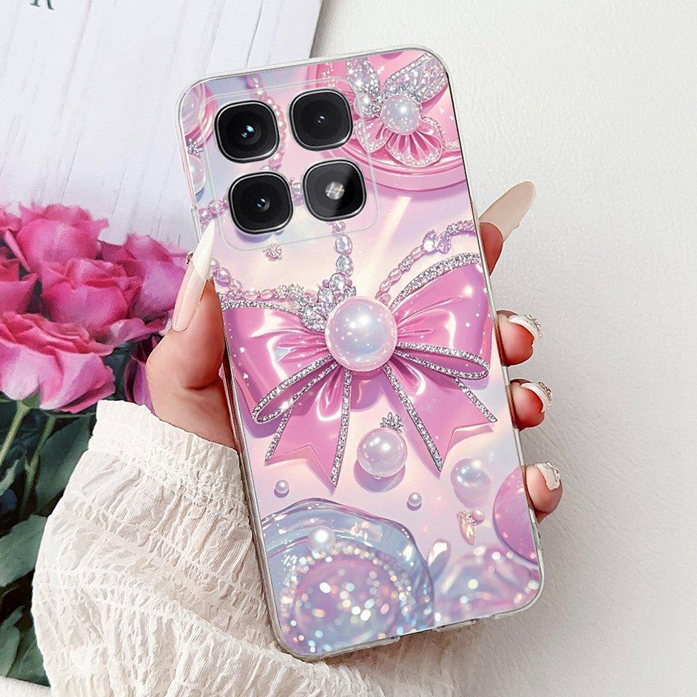 Clear For Xiaomi 14T Case Cover Luxury Cute Cat Fashion Flowers Funny Cool Painted Soft Phone Case 2406APNFAG