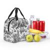Black And White Toile De Jouy Insulated Lunch Bag for Women Children Leakproof Food Boxes Thermal Lunch Box Tote