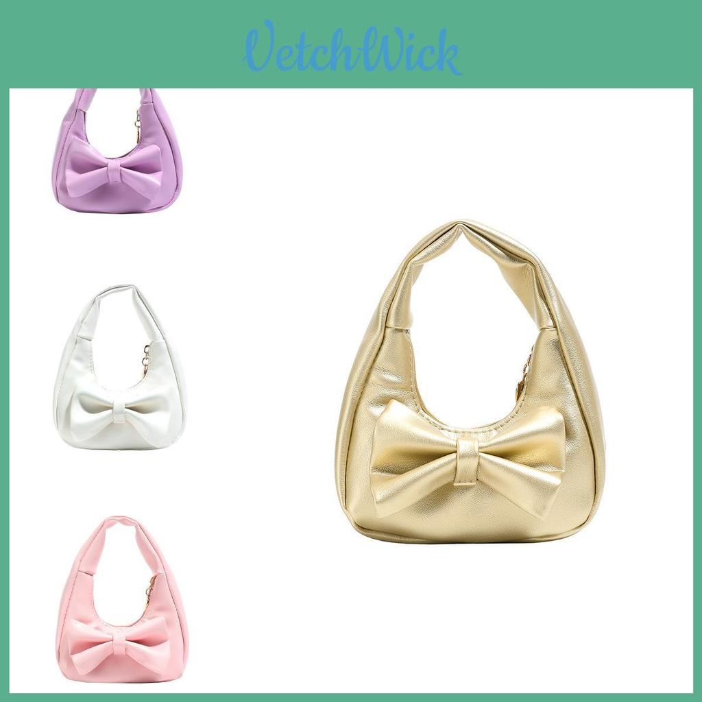 Urban Style Solid Color Bow Purse With Stitching Detail For Daily Use And Teens