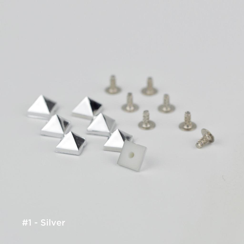 ABS-Pyramidennieten, Spikes für Schuh-, Taschen- und Kleidungsdekoration, 6 x 6 x 4,5 mm, 8 x 8 x 5,5 mm, 10 x 10 x 6,8 mm