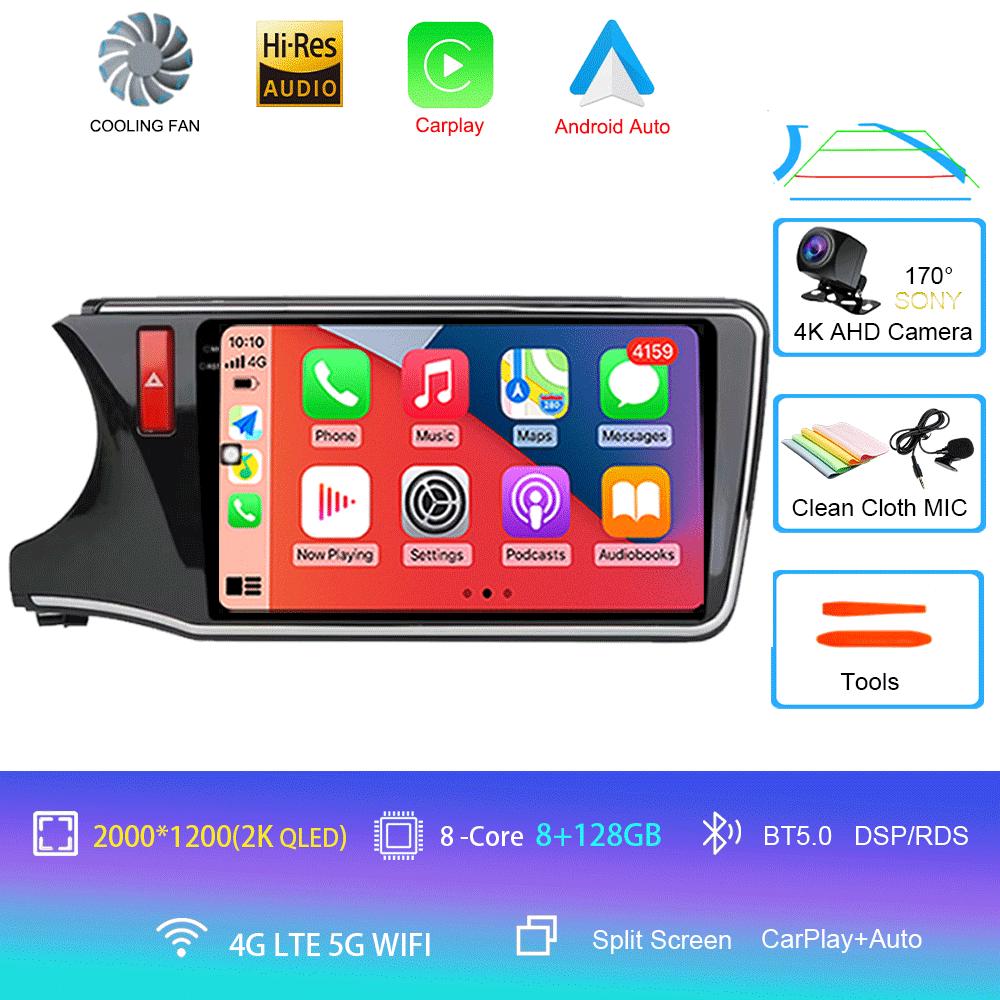 For Honda City Grace 2014 - 2017 Android 14 Car Radio Multimedia Player Unit RHD Head Navigation GPS 4G Wifi BT DSP QLED Screen