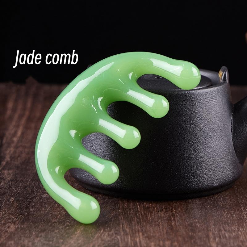 Five-Tooth Round Head Meridian Comb Scalp Relaxation Tool Balancing Oils Healthy Head Therapy Scraping Massaging Comb