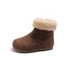 Vintage Korean Style Fuzzy Fur Lined Girls Soft Sole Warm Winter Ankle Boots