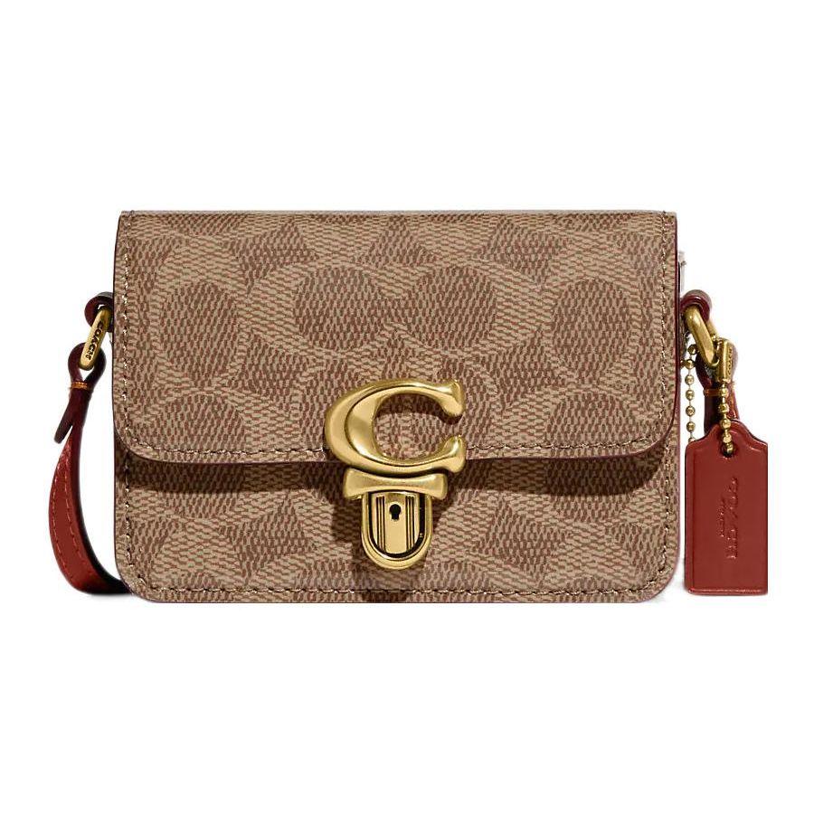 Coach Studio 12 Gold Lock Classic Monogram Quilted Flap Closure Crossbody Bag Women Crossbody Bag Brown CH786-B4NQ4