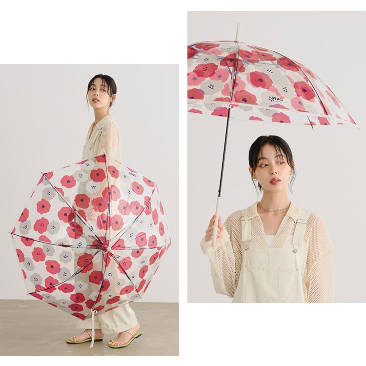 Azalea long umbrella with 60cm and cute for commuting to work or [2026] Wpc. [Vinyl Umbrella] Off. Long-lasting ribs. Large, jump-friendly, stylish,