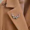 Rhinestone Brooch Pin Curved Design Imitation Pearl Lapel Versatile Daily Wear Pearlescent Texture Badge for Coats Shirts Scarves Accessories