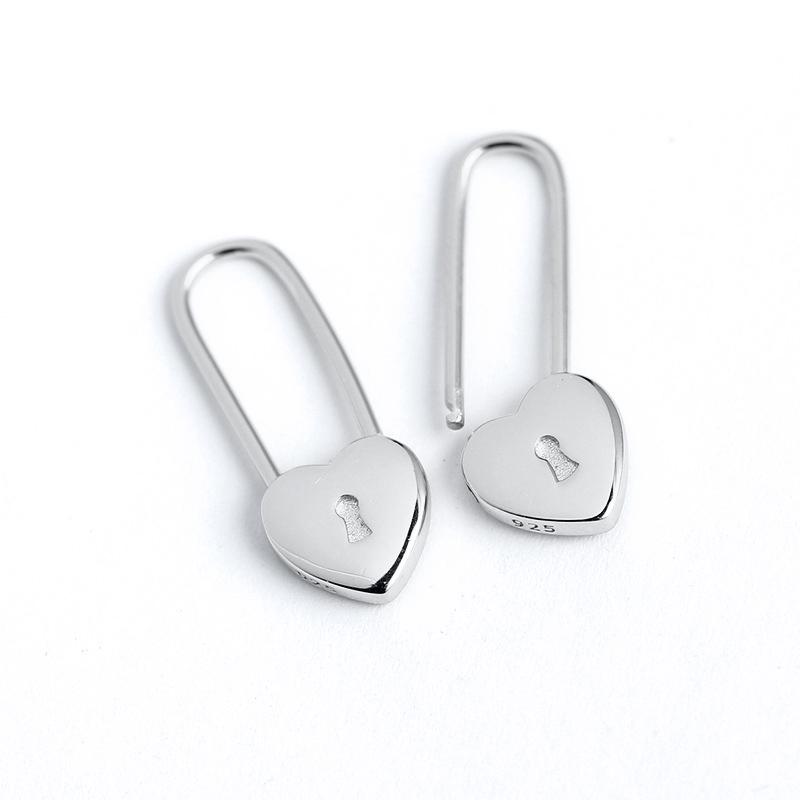 925 Silver Ear Needle Exquisite Heart Pendant Hoop Earrings Fashion Geometric Zircon Stud Earrings Women's Fine Jewelry