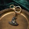 Zinc Alloy Keychain Halloween Rhinestone Pumpkin Keychain, Ghost Witch Hat Spider Web Cat Party Favors Bag Charm, Car Key Ring for Handbags Backpacks