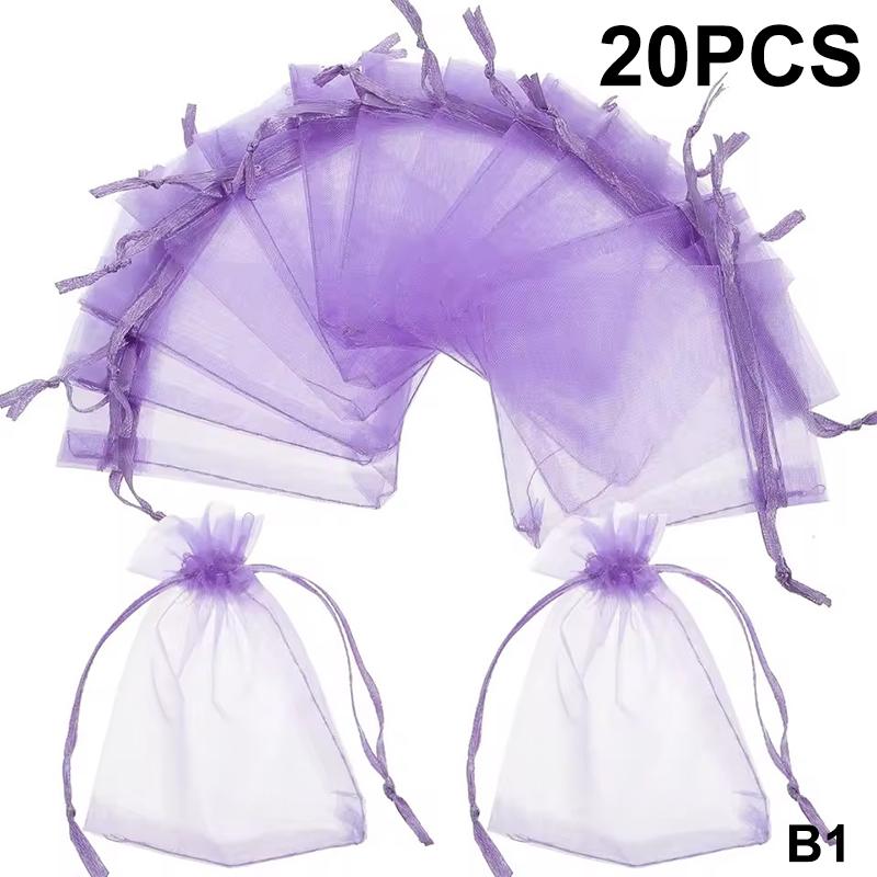 20 шт. Мешочки из сетки с рисунком лаванды на завязках для хранения сушеных цветов, трав, специй. Дышащие мешочки-саше для устранения запахов и сохранения аромата.