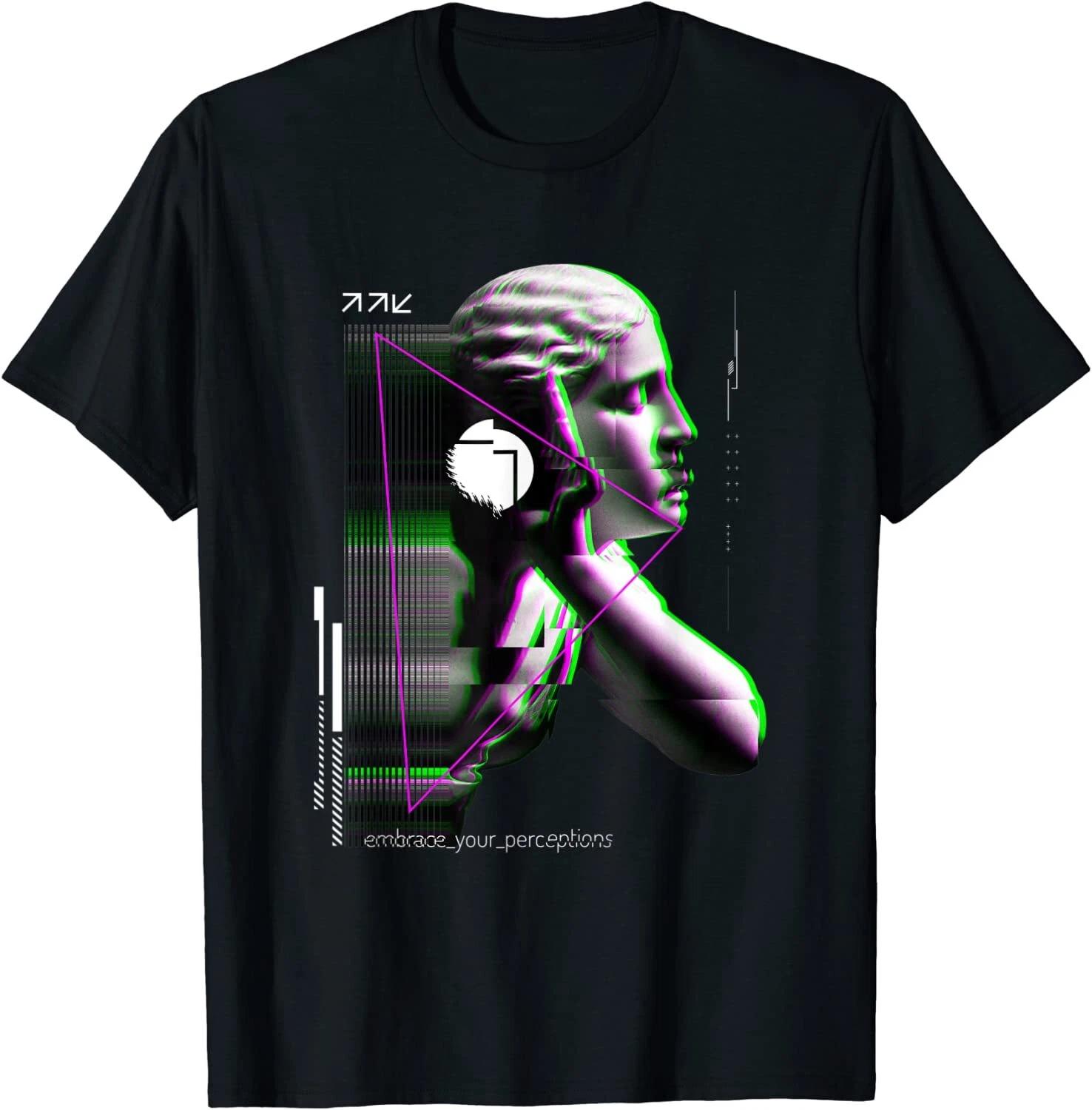 Glitch Statue Greek Retrowave Vaporwave Synthwave Gift T-Shirt S-3XL S