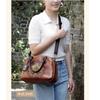Vintage Chinese Style Shoulder Crossbody Bags for Women Embossing Print Tote Bags Large Capacity Multi-Pocket Soft Handbags
