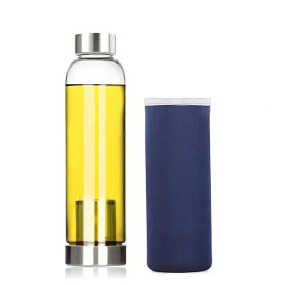 550ml Sports Glass Water Bottle Portable Bicycle Transparent Office Bottle High Temperature Resistant Water Bottle Drinkware