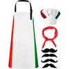 Italian Flag Apron and Chef Hat Set, Waterproof Cooking Apron for Women and Men, Pizza Chef Costume with 2 Pockets for Baking, Kitchen and Italian