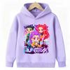 New cartoon hooded sweatshirt, suitable for both men and women, warm purple children's top, fashionable casual children's