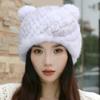 New Mink Hair Hat Warm Woven Wool Fox Hair Ball Cute Mickey Hat Fur Milliner Autumn and Winter