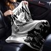 Bowler Hat Skull Signature Logo Flannel Blanket, Black White Skeleton Street Art Soft Throw Blanket