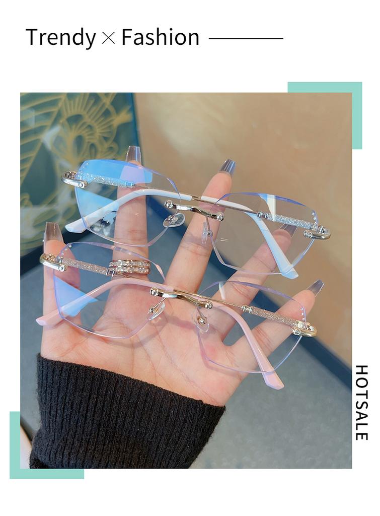 Rimless Square Reading Glasses Blue Light Blocking Computer Eyeglasses Fashion Reader Women Men Eyewear