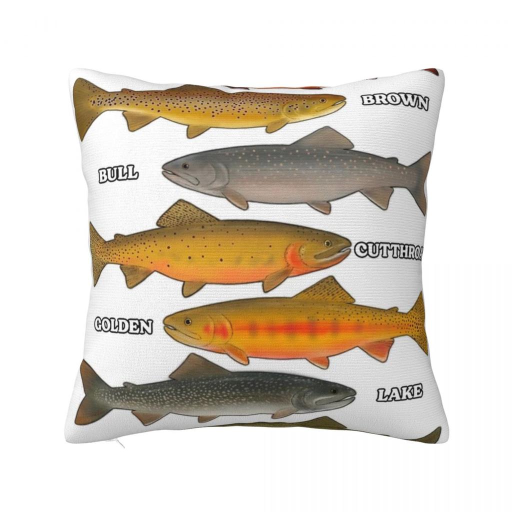 Povlak na polštář Vintage design pstruha Ryby Povlak na polštář Kreslené ryby Povlak na polštář Do kanceláře Auta Domů Dekorativní povlaky na polštáře