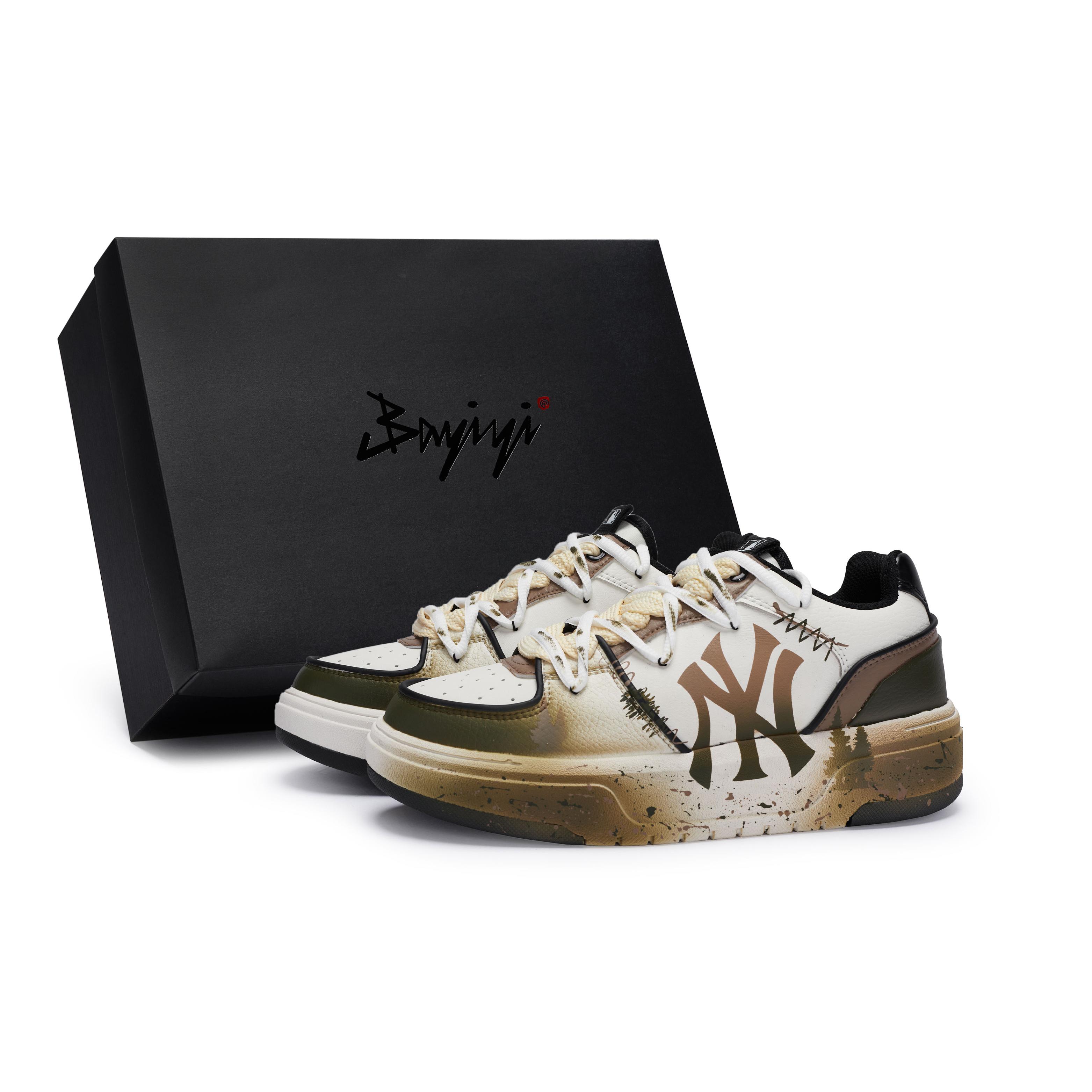

MLB Chunky Liner Skateboard Shoes Unisex Low top White/Brown 3ASXCA12N-50WHS(Team80BOX) 45