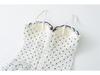 Korean Elegant Polka Dot Ruffle Camisole, Slim Fit with Chest Pads, Waist-Cinched, Flattering Lace Top for Women