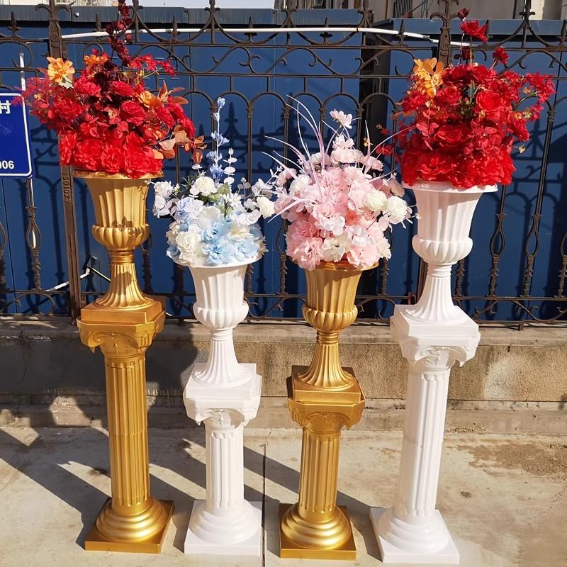 Golden Plastic Flower Arrangement Flower Pot Festival Party Wedding Gathering Originality Decorate European Retro Style Planters
