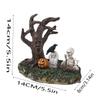 Halloween Figurines Tree Skull Pumpkin Crow Tombstone Figurine Resin Gothic Statue Ornaments Decor for Indoor Home Bookshelf