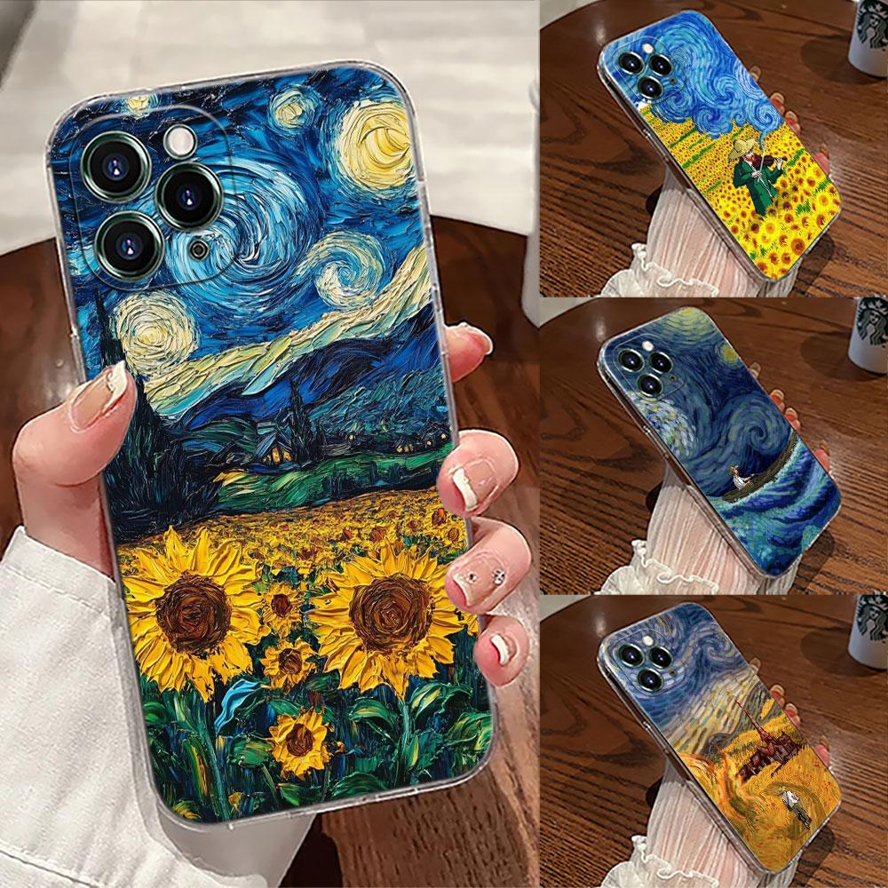 Interesting Van Gogh Art Transparent Case For Apple iPhone 17 16 15 14 13 12 11 Pro Max Case 16 Plus 16E 17Air 17Pro Phone Cover