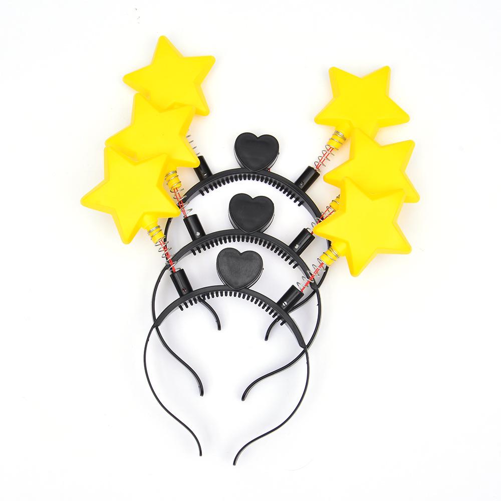 Luminous Yellow Star Headdress: Spring Headband & Flashing Hair Clip Set