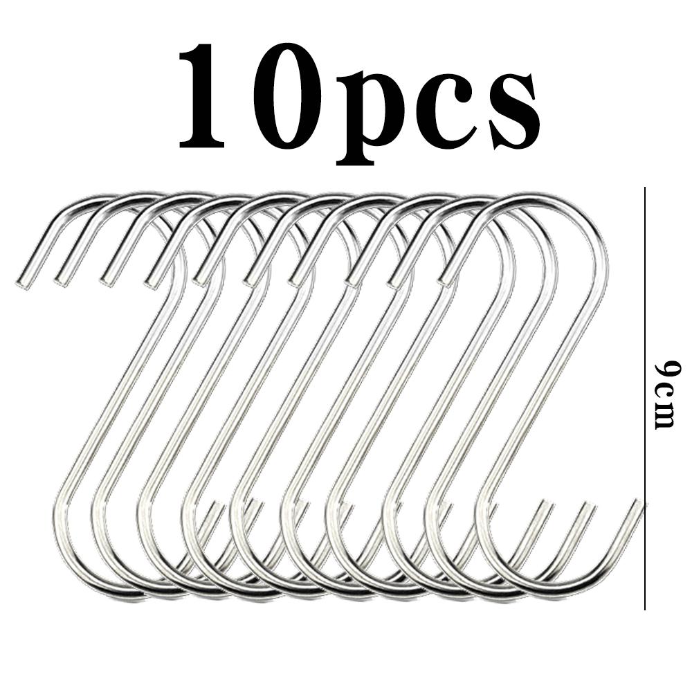 10 Stück S-Haken Edelstahl Kleidung Taschen Handtücher Hängeregal Multifunktions Küche Schlafzimmer S-Haken Heimaufbewahrung Organiza