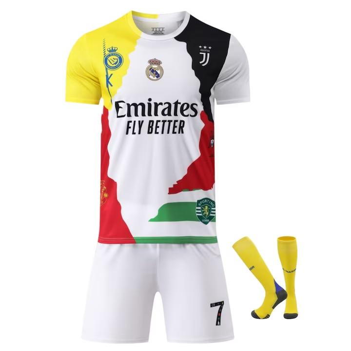 Dětský fotbalový dres Real Madrid č.. 7 Ronaldo Vícebarevné Prodyšné Rychleschnoucí Sportovní Tričko