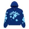 Felpa Sp5der Oversize Spessa in Pile con Stampa a Foglia Ragnatela Design Uomo Inverno Casual