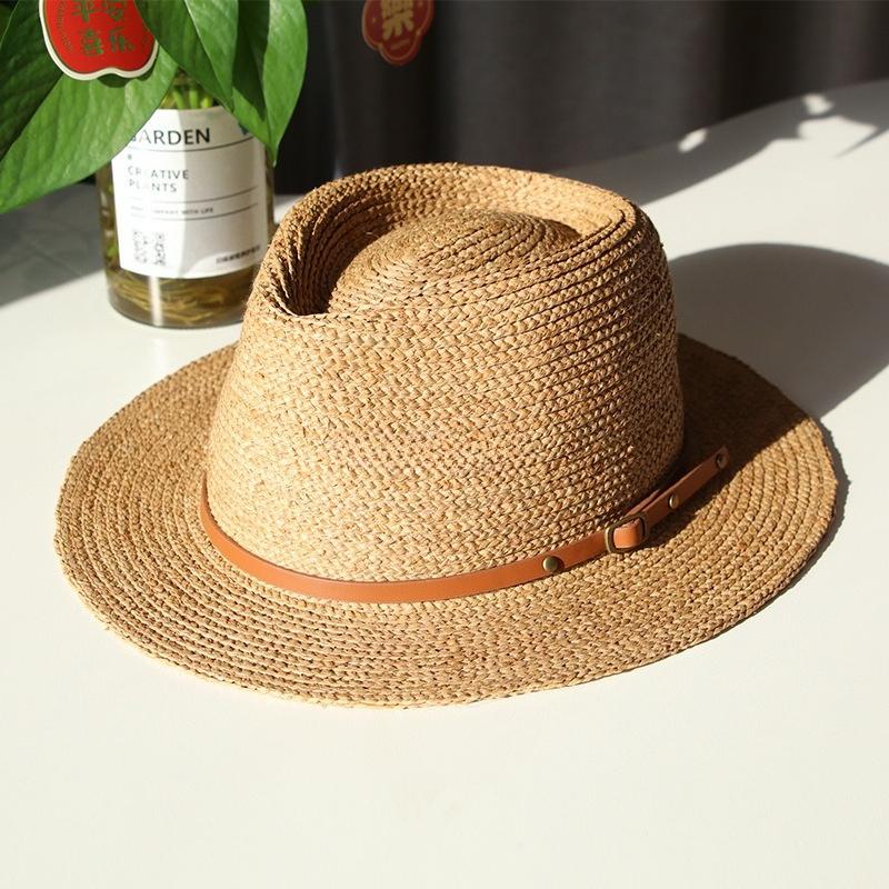 Sommer Mode Natürliche Raffia Hand Stroh Gewebt Große Größe Sonnenhut Herren 61cm Panama Jazz Strohhut Gentleman Fedora Damen Strandhut