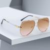 Latest in Sunglasses for Women Trendy Styley Gradient Lenses Golden Borders Red Temple Glass Minimalist Design Exudes Modernity