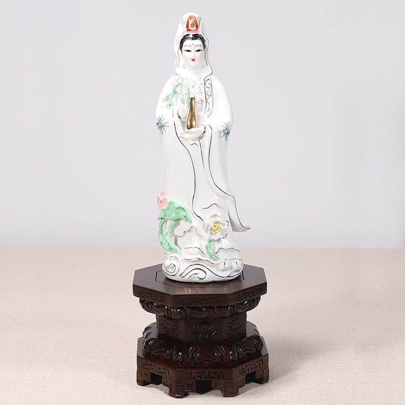 Rosewood Buddha Base, Guanyin Wealth, Goddess Bodhisattva Statue, Worship for Buddha Guan Gong Lotus, Solid Wood Bracket