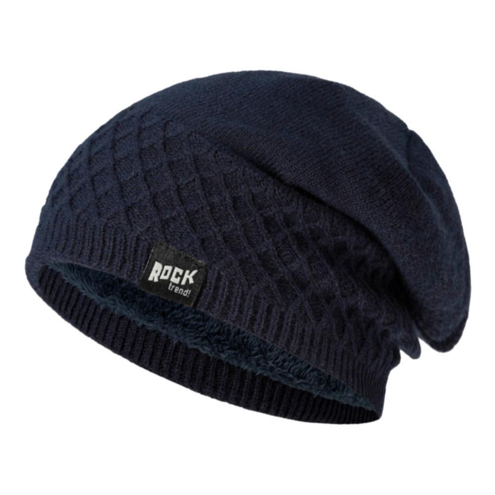 Keep Warm Pullover Cap Fleece Lined Winter Hats Simple Knitted Hats  Winter