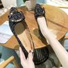 Fashion Thick Heeled Women's Shoes 2024 New Fully Equipped Pointed Flat Shoes Houndstooth Metal Decoration Shallow Mouth Middle Heel