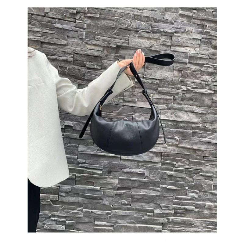 All-matching Croissants Authentic Leather Dumpling Bags Women's Top Layer Cowhide Commuting Shoulder Large Capacity Niche High-quality Feel