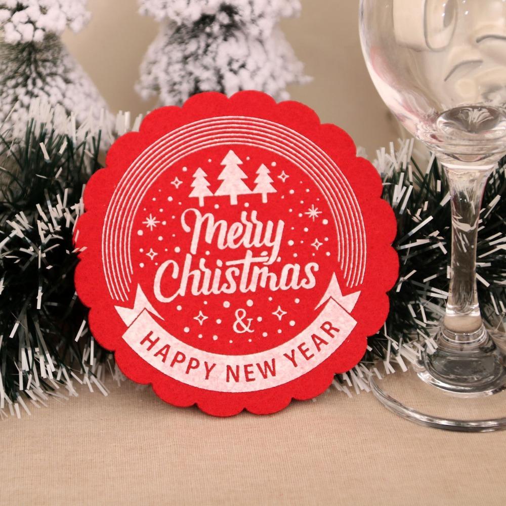 3Pcs Christmas Wine Tea Cup Mat Elf Xmas Tree Drink Coasters Christmas Decoration Dinner Table Accessory Dish Tray Pad