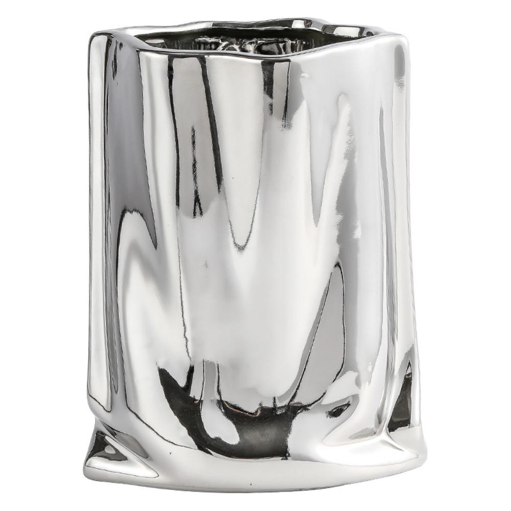 Light Luxury Electroplated Ceramic Vase Minimalist Hydroponic Flower Pot  Entrance Ornament
