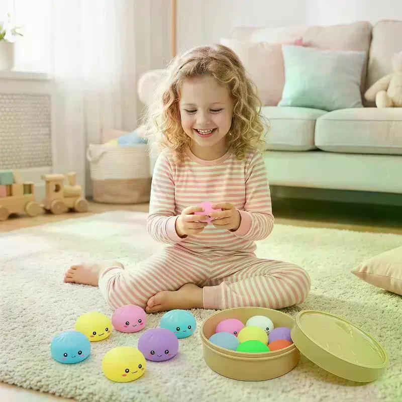7 Stück Mini-Knödel mit Dampfgarer Brötchen Knetbare Spielzeuge Set Weich Stressabbau Kristall Knete Fidget Sensorisches Spielzeug Party Mitgebsel Geschenk