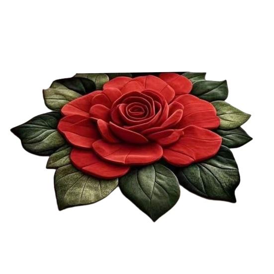 Yousheng Floral Plush Floor Mat 3D Optical Illusion Flower Rug Non-Slip Water-Absorbent Bath Mat for Living Room Bathroom Kitchen