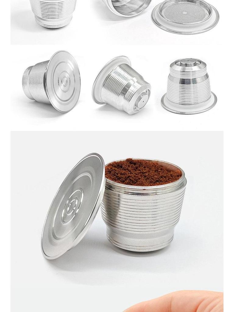 Reusable Italian Stainless Steel Coffee Capsule with Lid and Single-Hole Filter