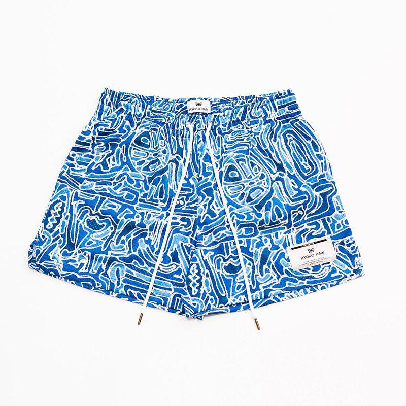 American Fashion Brand Ins Niche Style Street Graffiti Basketball Shorts D15 American Shorts [Blue] M