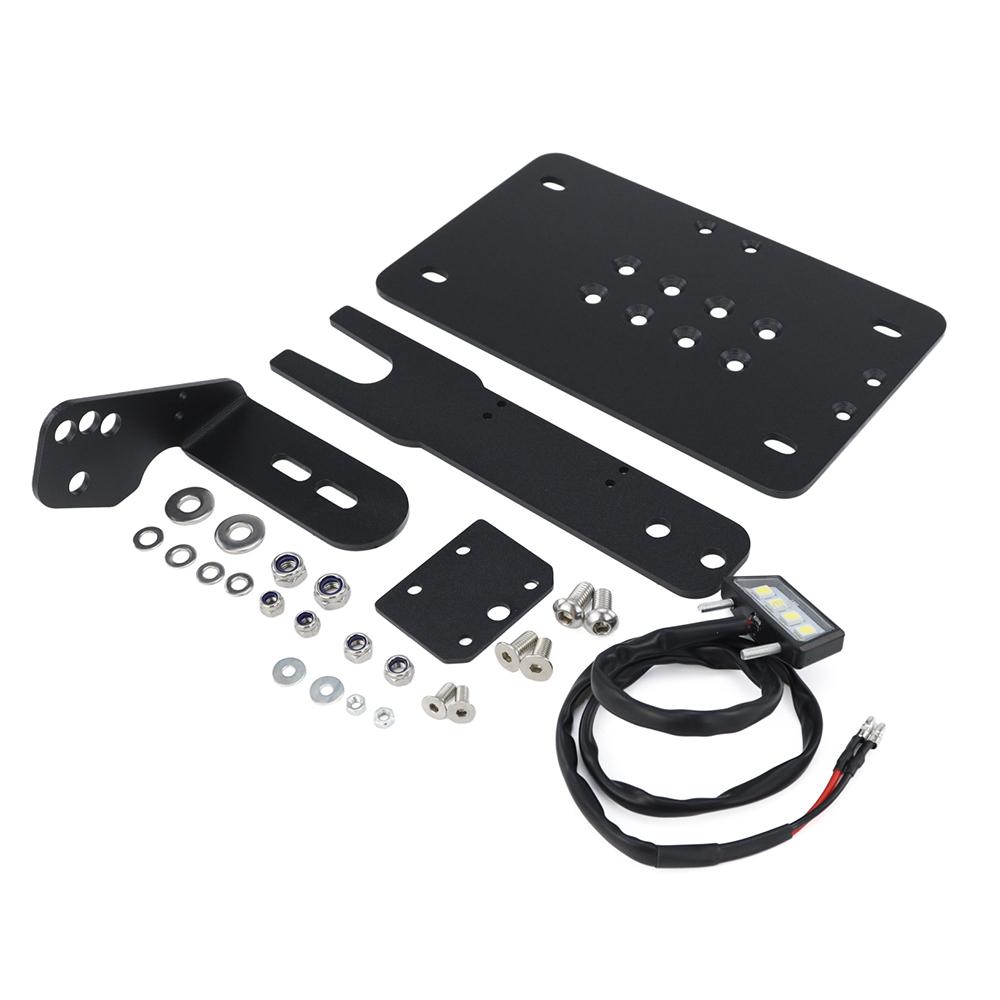1 Set Universal Side Mount Motorcycle Registration Number License Plate Holder Bracket With LED Light Fender Eliminator