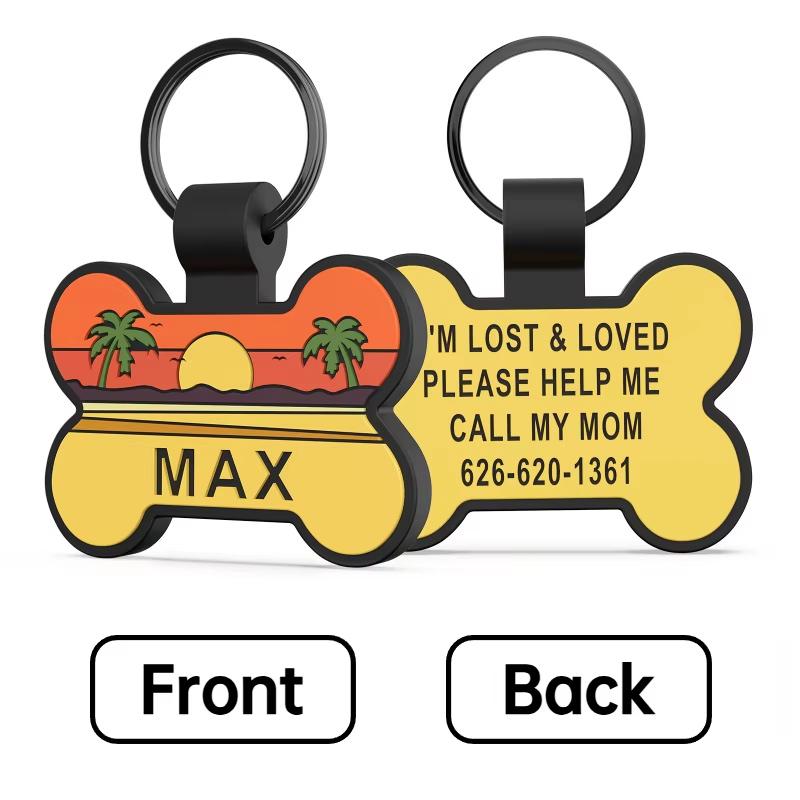 Custom Silicone Pet ID Tag Personalized Cute Bone Shape Dog Tag with Name & Phone Number Anti-Lost Collar Pendant for Dogs Cats