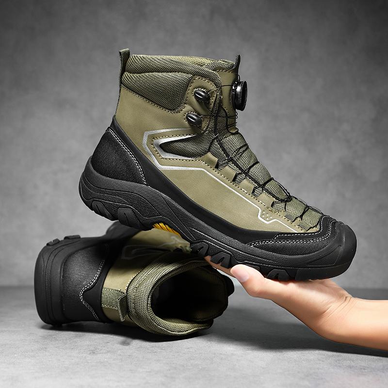 Fashion Upgraded Non-Slip Training Boots Male Outdoor High Top Shoes New Arrival Hiking Shoes Men Casual Leather Ankle Boots Biker Botas